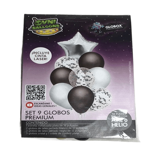 8274 COTILLON GLOBOS OVNI PLATEADO X 9 U - Imagen 1