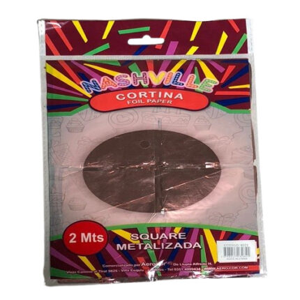 COTILLON CORTINA CUADRADA METAL ROSA 1 X 2M