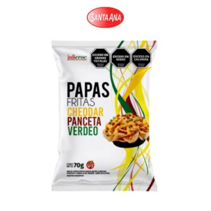 JULICROC PAPA CHEDDAR PANCETA Y VERDEO 70 G.